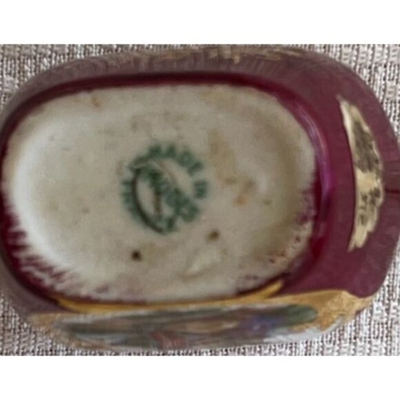 VTG Limoge Porcelain Miniature Pitcher Decorative Handle RED WHT Gold Accents - Picture 6 of 6